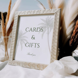 Poster Placas e presentes de casamento em árvore de palme
