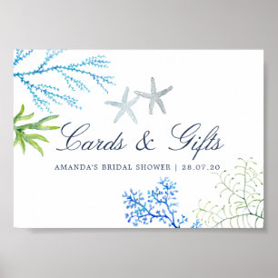 Poster Placas e presentes de Chá de panela de praia com a