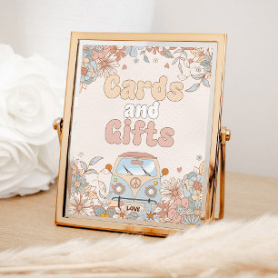 Poster Placas e presentes de Chá Hippie Retro Floral Groo