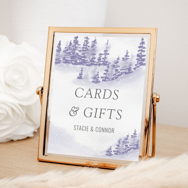 Poster Placas e presentes de Lavanda de aquarela do casam (Wedding Cards & Gifts Poster from my Winter Forest Lavender Wedding Collection)