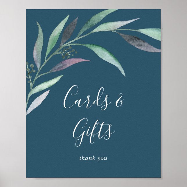 Poster Placas e Presentes Roxo Verde Eucalipto Azul (Frente)