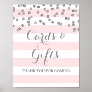 Póster Placas e presentes - Sinal Blush Stripes Silver Co