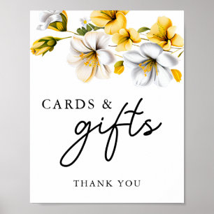 Poster Placas Florais Amarelas Elegante e Sinal de Casame