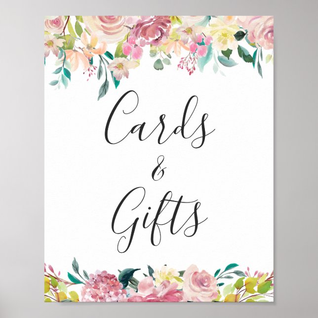 Poster Placas Florais Chic com Aquarela e Pastel para Car (Frente)