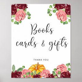 Poster Placas florais de abóbora de aquarelas e presentes