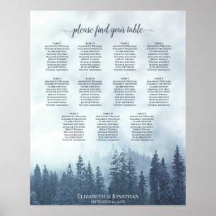 Poster Placas-Mesa Rustic Blue Pine Trees 11