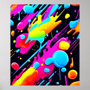 Poster Placas Neon Brilhantes no Trabalho de arte de Abst
