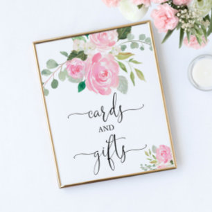 Poster Placas - sinal de branco - chá de fraldas floral c