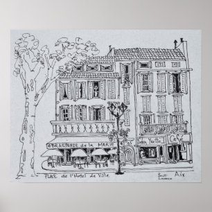 Póster Place de L'Hotel de Ville Aix en Provence