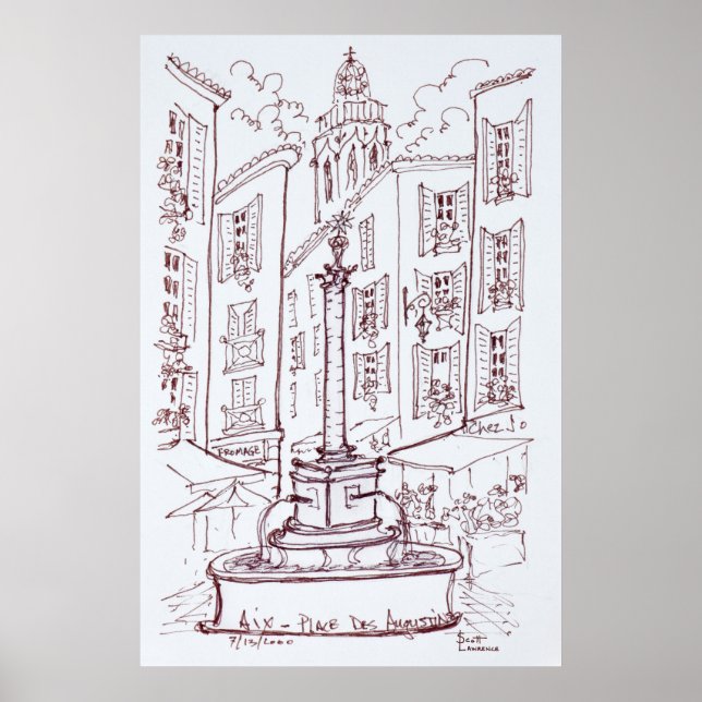 Poster Place Des Augustine | Aix en Provence, França (Frente)