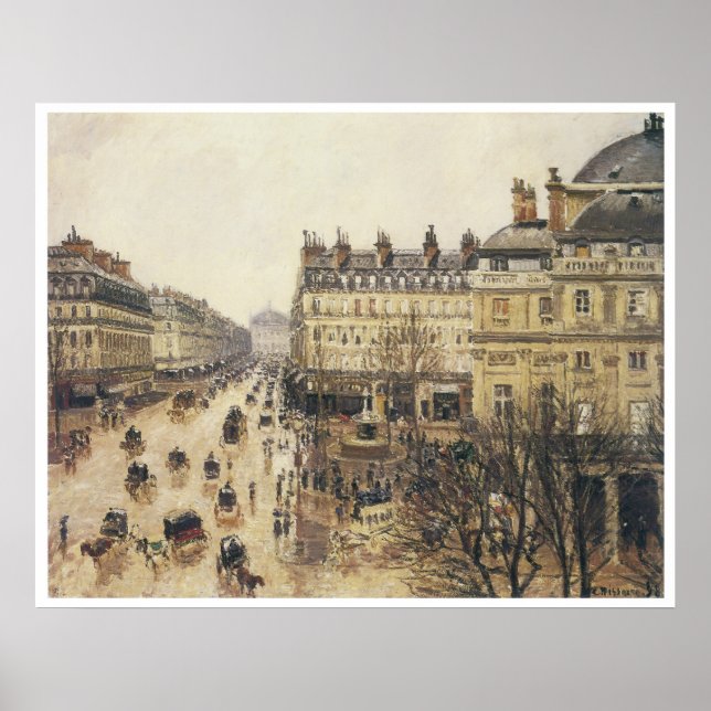 Póster Place du Theater Francais, Chuva, 1898 (Frente)