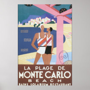 Poster Plage de Monte do La - cargo das viagens vintage