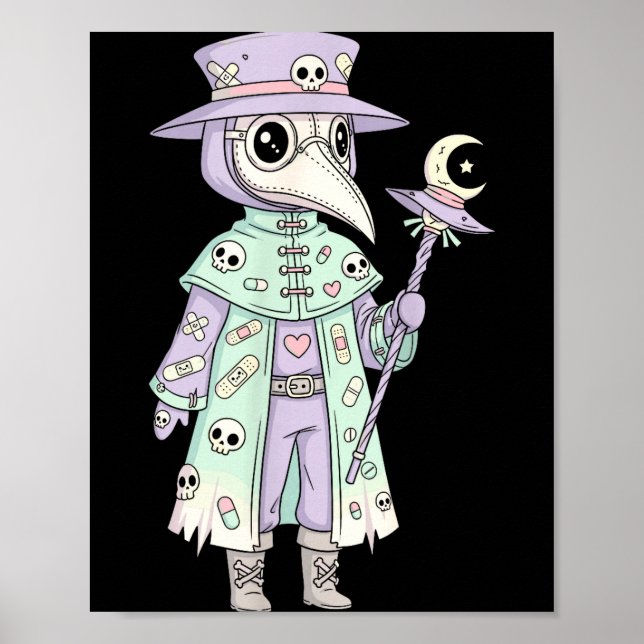 Poster Plague Doctor Gothic Pastel Cute Moth Face Mask Oc (Frente)