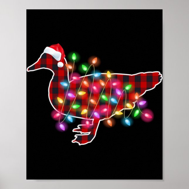 Poster Plaid Buffalo Duck Christmas Pajamas Xmas Lights F (Frente)