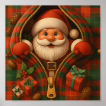 Plaid Santa Claus Christmas Design 