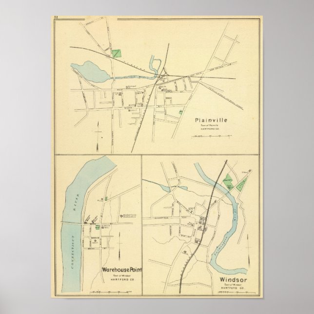 Póster Plainville, Warehouse Pt, Windsor (Frente)