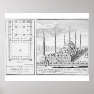 Póster Plan and View of the Blue Mosque (1609-16), built