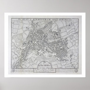 Poster Plan of Birmingham, 1731, publicado em 1789 (gravi