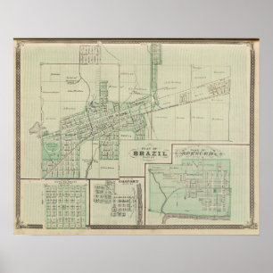 Poster Plan of Brazil, Clay Co with Bowling Green