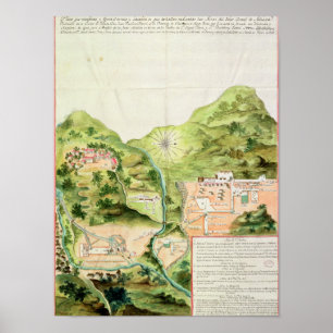 Poster Plan of the Mines of Oaxaca, Mexico, 1785-87