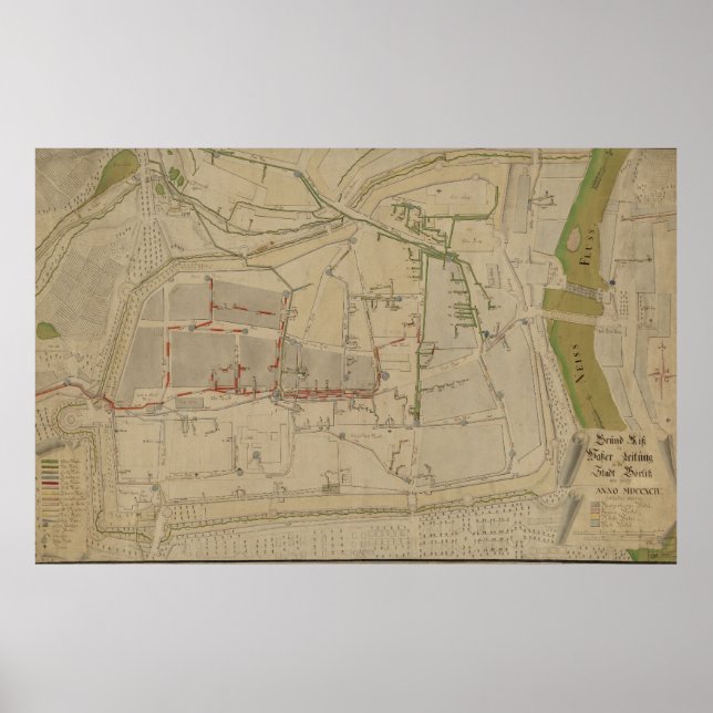 Poster Plan of the Water Supply System in Görlitz, 1794 (Frente)