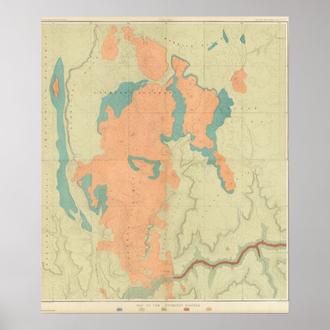 Póster Planalto de Uinkaret composto, metade Norte e Sul (Frente)