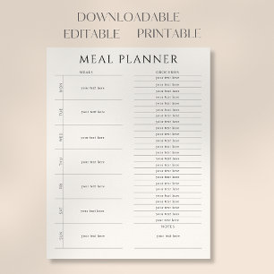 Poster Planeador de Refeições Semanais Moderno Imprimível
