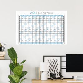 Poster Planejador Anual 2026 Calendário Horizontal