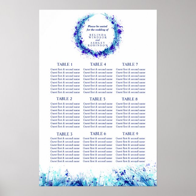 Póster Planejador de assentos de mesa de casamento de art (Frente)