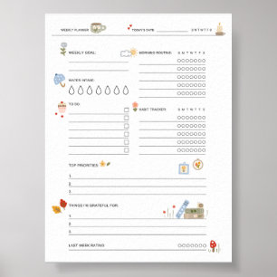 Poster Planejador de Autocuidado para Mães Ocupadas Bem-E