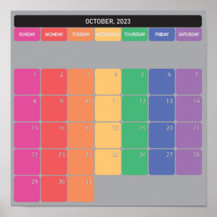Poster planejador de calendário de outubro de 2023 dias d