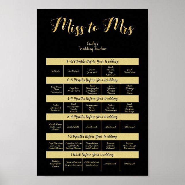 Poster PLANEJADOR DE CASAMENTO DE 12 MESES MODELO preto D (Frente)