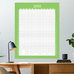 Poster Planejador de Metas em Calendário Anual - Lime Bra