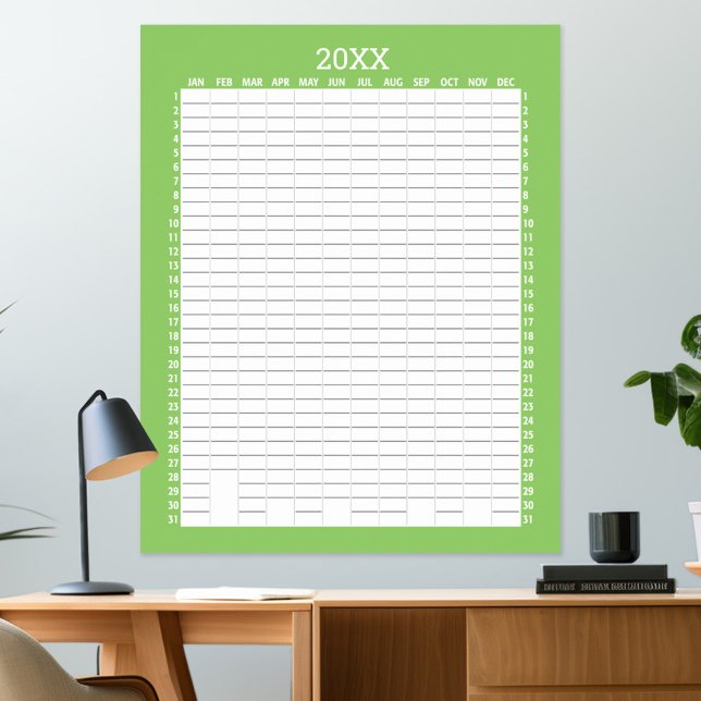 Poster Planejador de Metas em Calendário Anual - Lime Bra (any year - calendar poster)