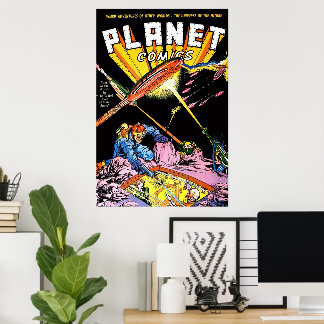 Poster Planet Comics Ataque Laser Ficção Científica Quadr