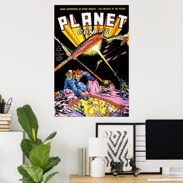 Poster Planet Comics Ataque Laser Ficção Científica Quadr (Escritório em casa)