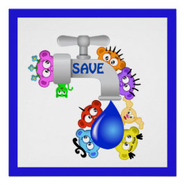 Póster Planet Peek-A-BOO/Save Water design