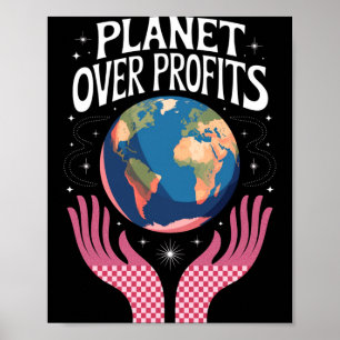 Poster Planeta Acima dos Lucros Terra Mudanças Climáticas