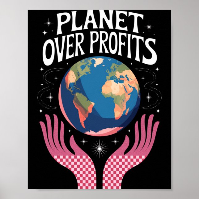 Poster Planeta Acima dos Lucros Terra Mudanças Climáticas (Frente)