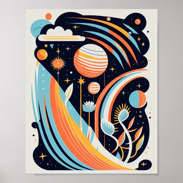 Poster Planeta espacial abstrato. Cosmos modernos (Frente)