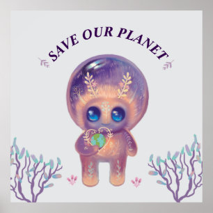Poster planeta fofo do dia da Terra