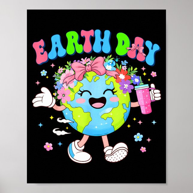 Poster Planeta fofo do dia da terra coquette meio ambient (Frente)