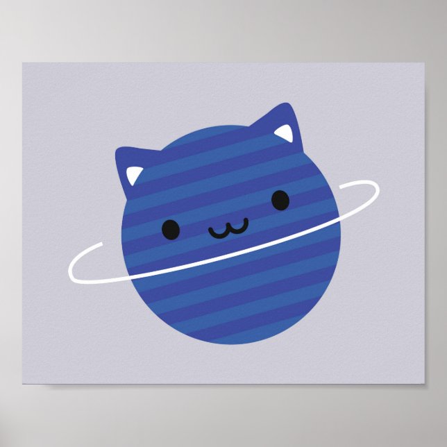 Poster Planeta Gato Kawaii no Espaço (Frente)