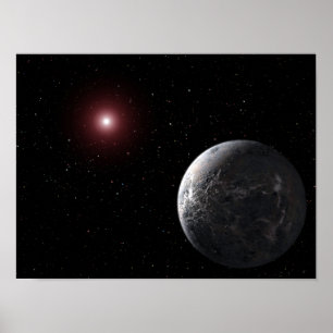 Póster Planeta gelado/rochoso orbitando uma estrela escur