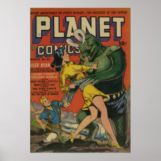 Poster Planeta História em quadrinhos 23 Vintage SciFi