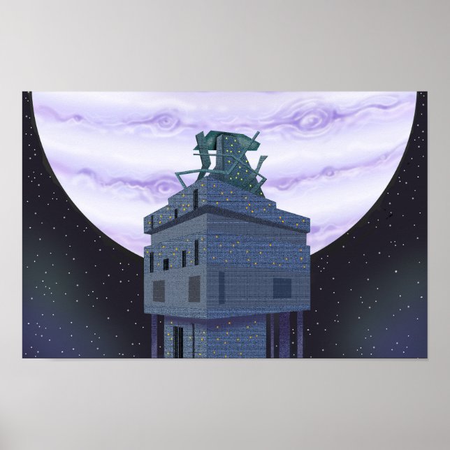 Poster Planeta mais distante e uma torre de observação em (Frente)
