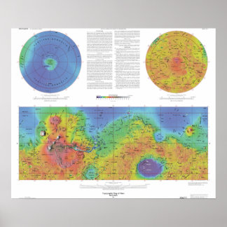 Poster Planeta Marte - Mapa Topográfico