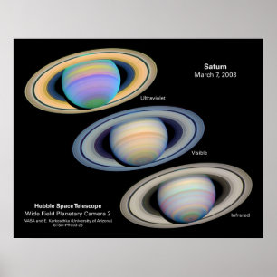 Póster Planeta Saturno visto em diferentes comprimentos d