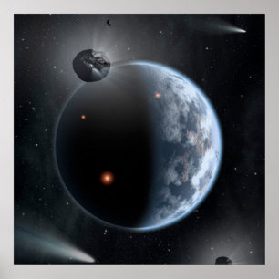 Poster Planeta Semelhante À Terra Com Oceanos Revendo Sua