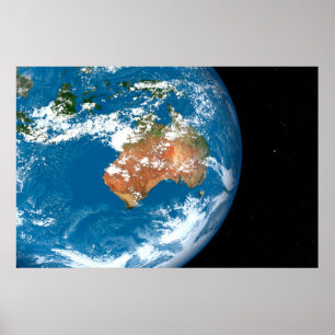Poster Planeta Terra Mostrando Nuvens Sobre A Austrália.